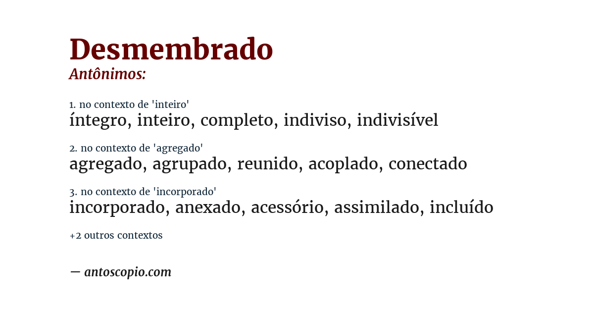 Antônimo de desmembrado