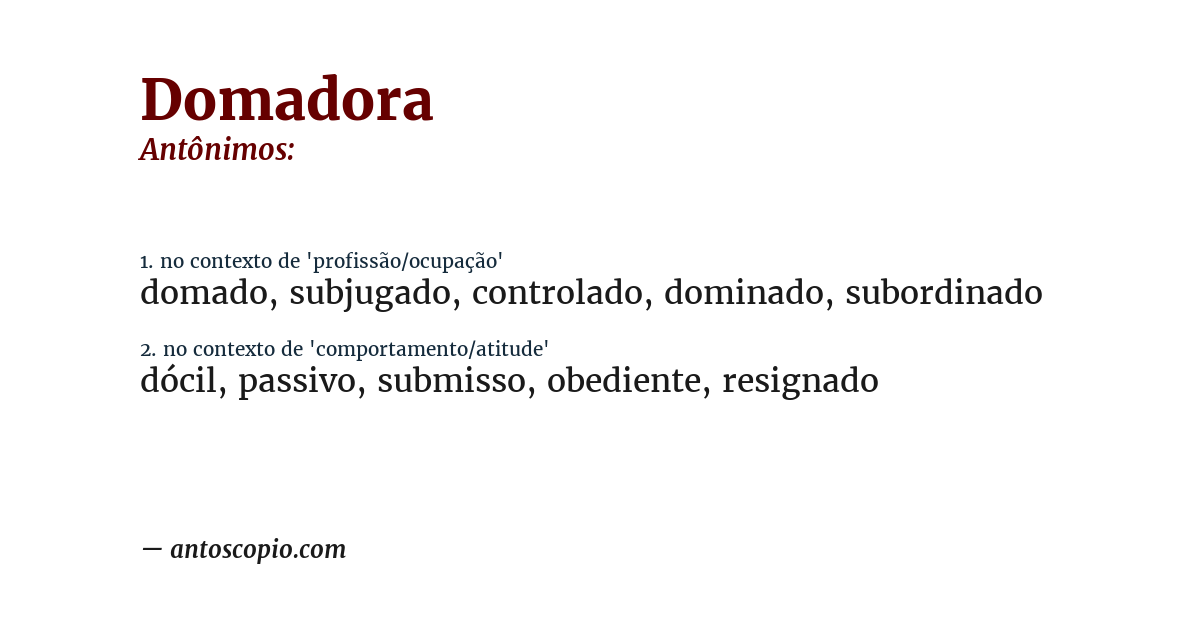 Antônimo de domadora