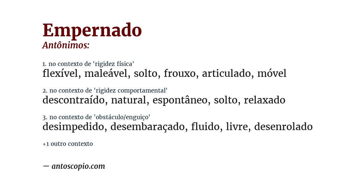 Antônimo de empernado