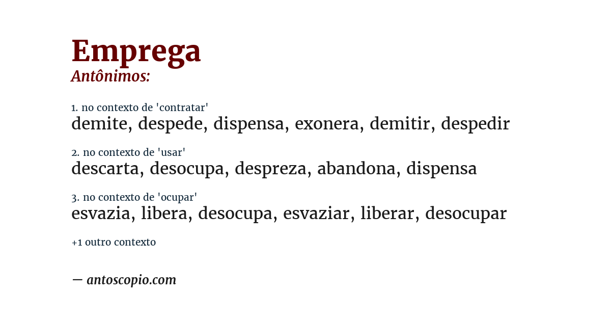 Antônimo de emprega