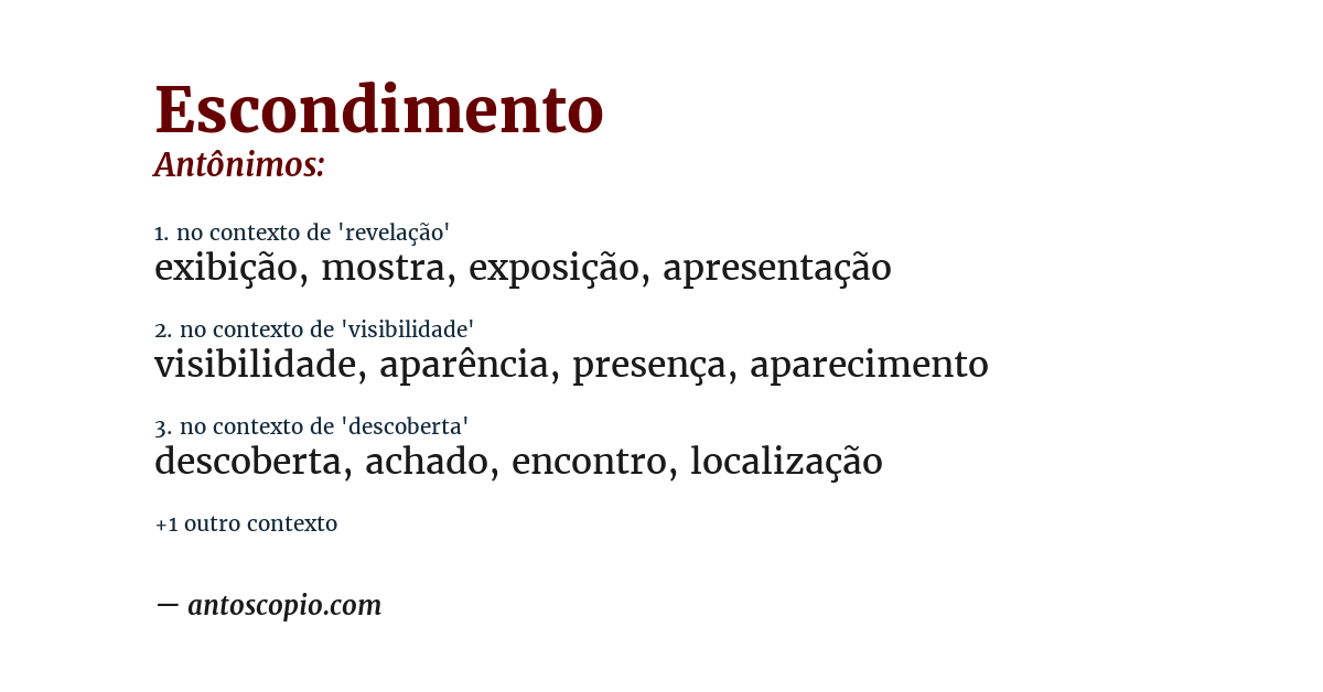 Antônimo de escondimento