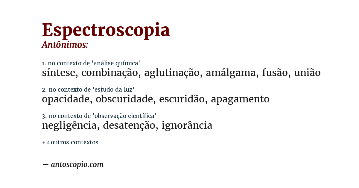 Antônimo de espectroscopia