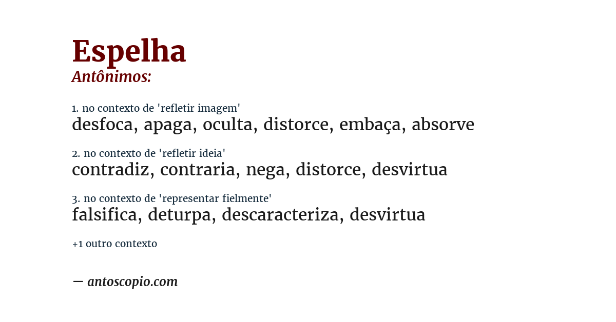 Antônimo de espelha