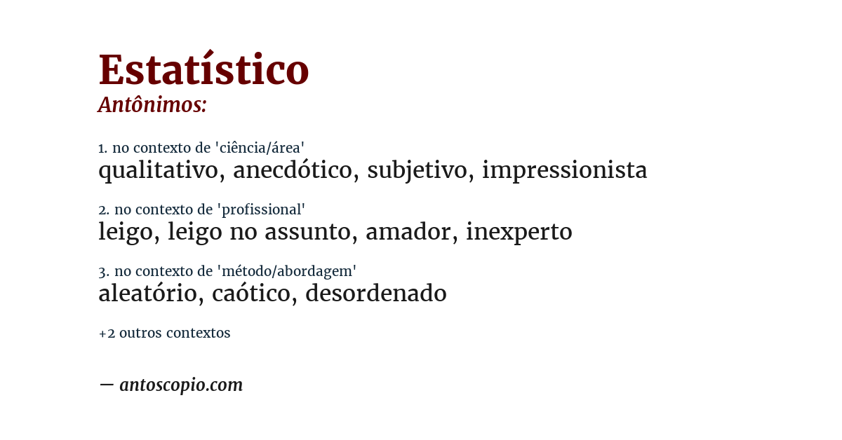 Antônimo de estatístico