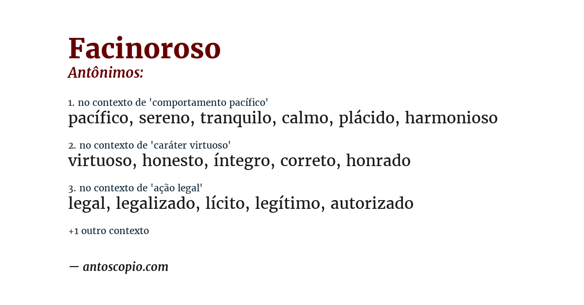 Antônimo de facinoroso