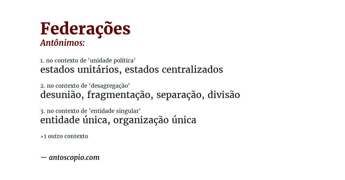 Antônimo de federações