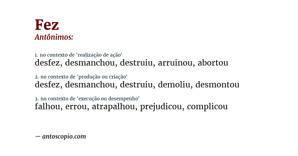 Antônimo de fez