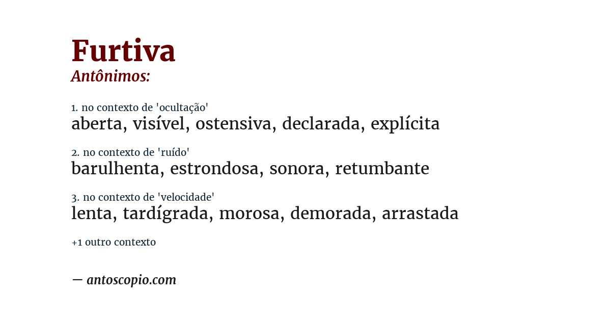 Antônimo de furtiva