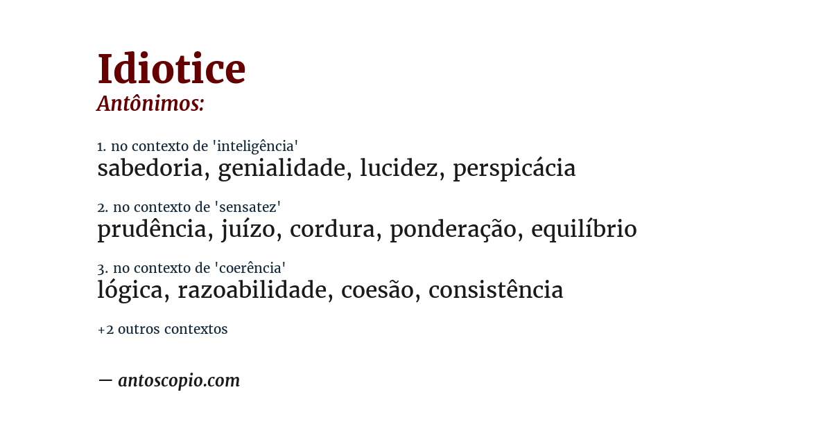 Antônimo de idiotice