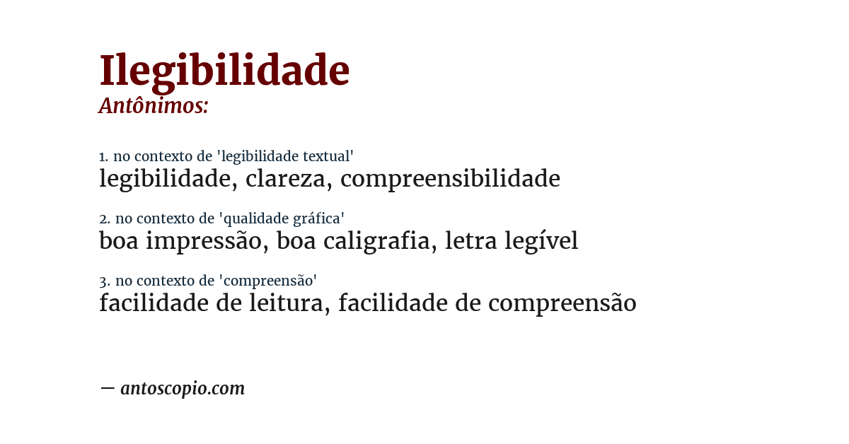 Antônimo de ilegibilidade