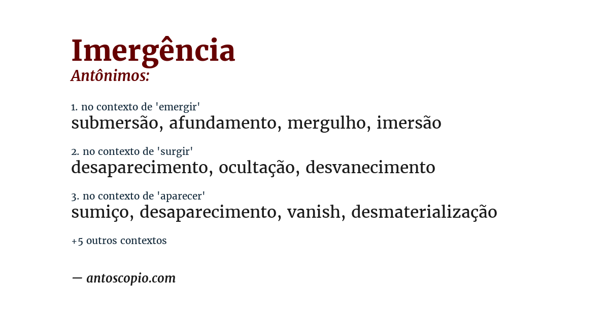 Antônimo de imergência