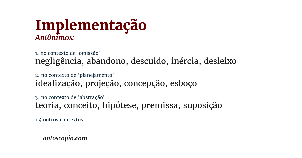 Antônimo de implementação