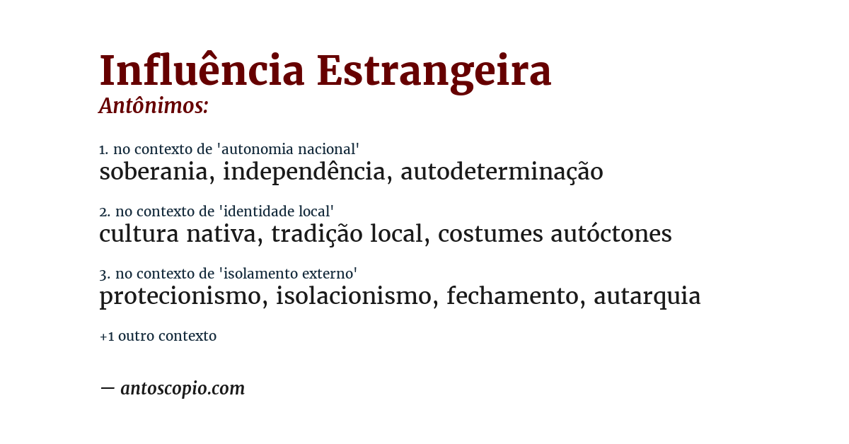 Antônimo de influência estrangeira