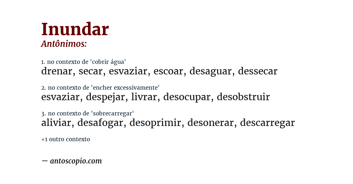 Antônimo de inundar