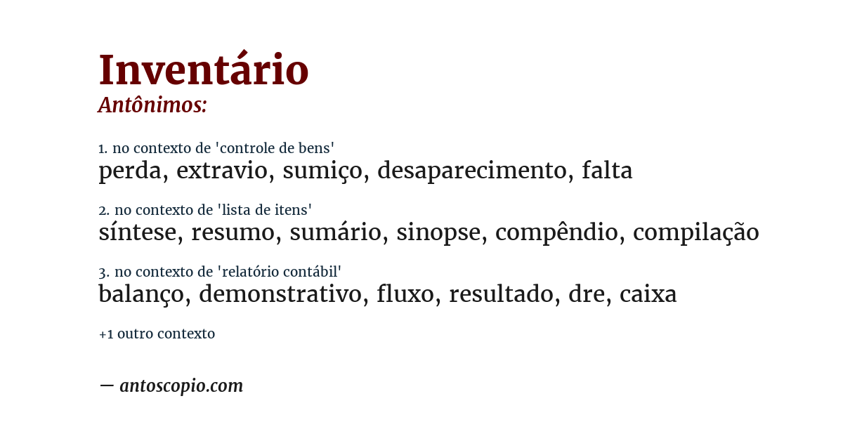 Antônimo de inventário
