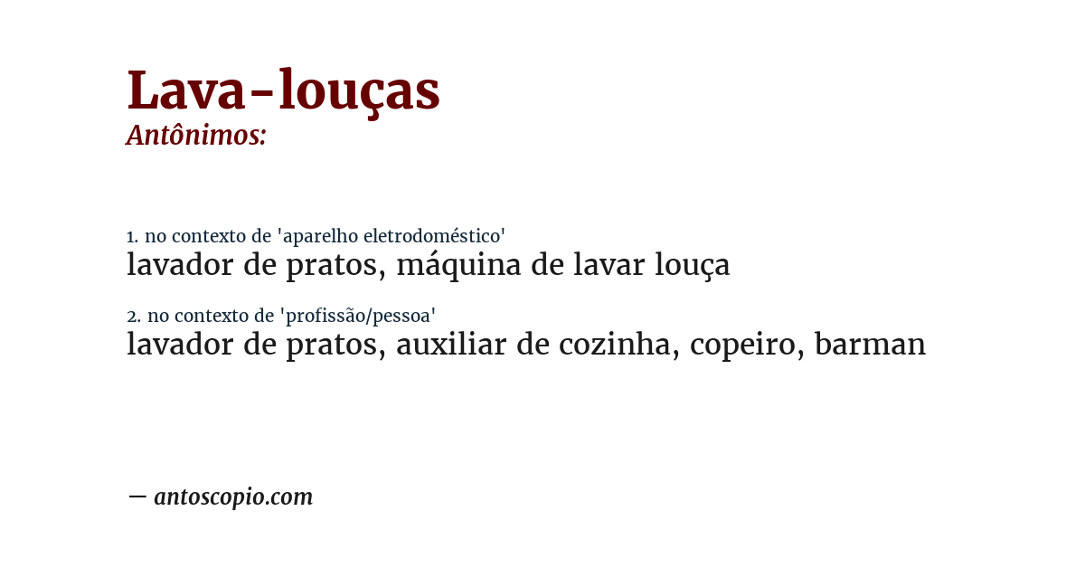 Antônimo de lava-louças
