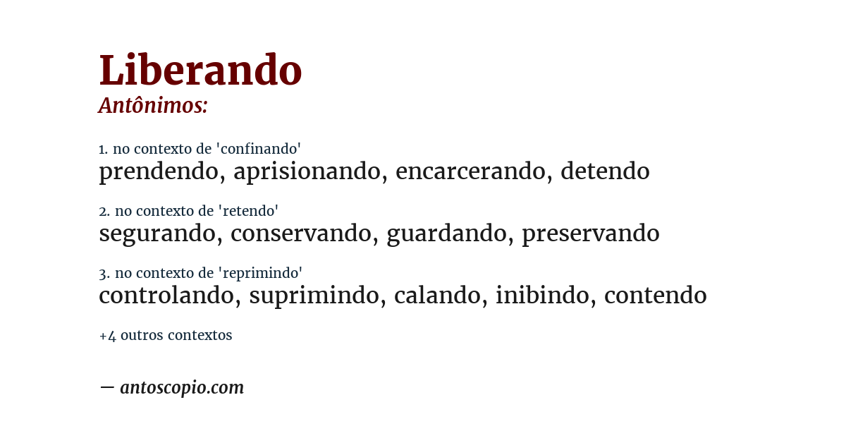 Antônimo de liberando