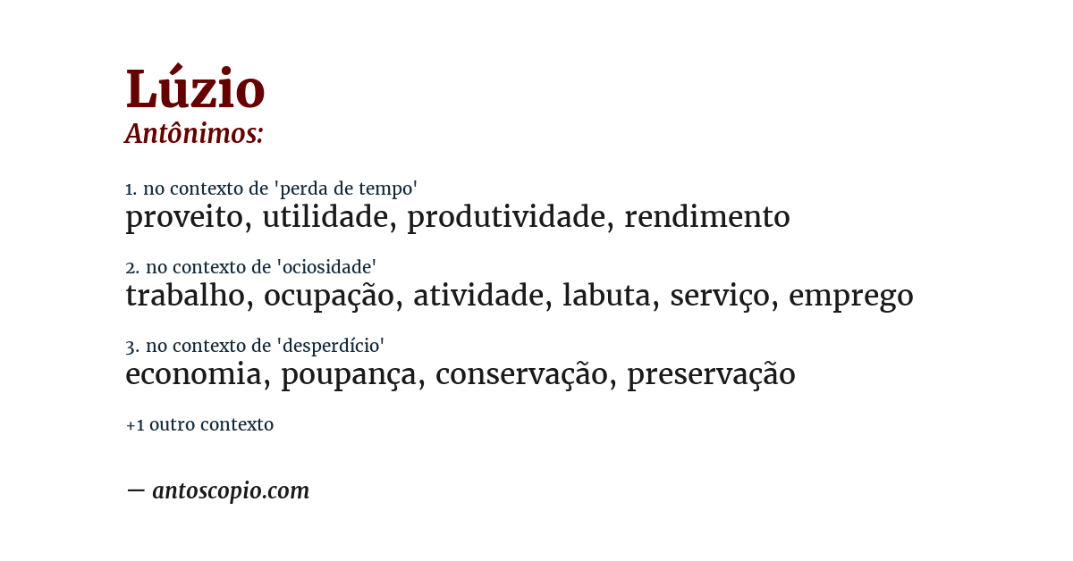 Antônimo de lúzio