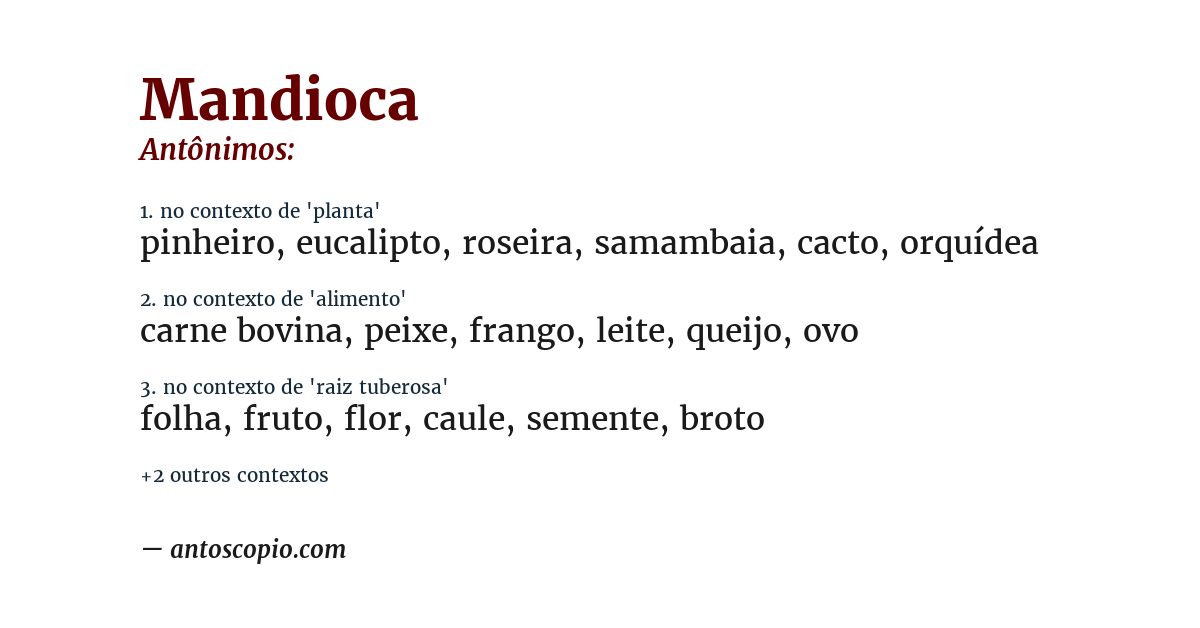 Antônimo de mandioca