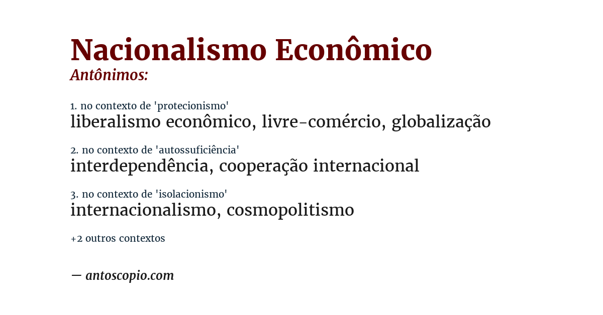 Antônimo de nacionalismo econômico
