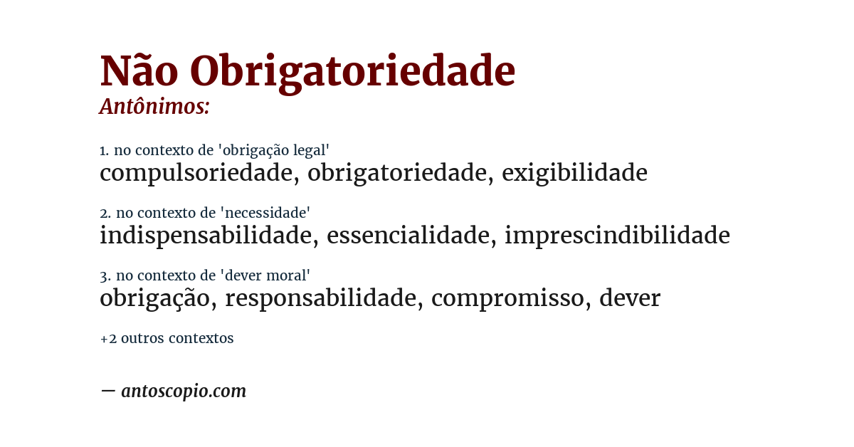 Antônimo de não obrigatoriedade