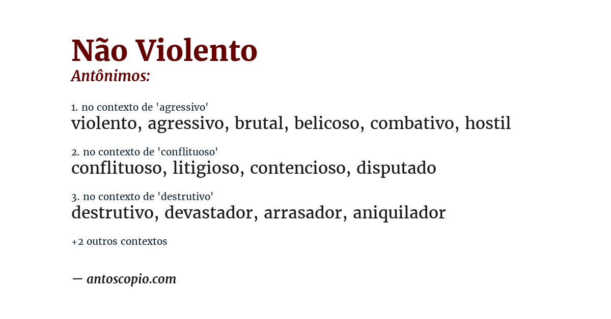 Antônimo de não violento