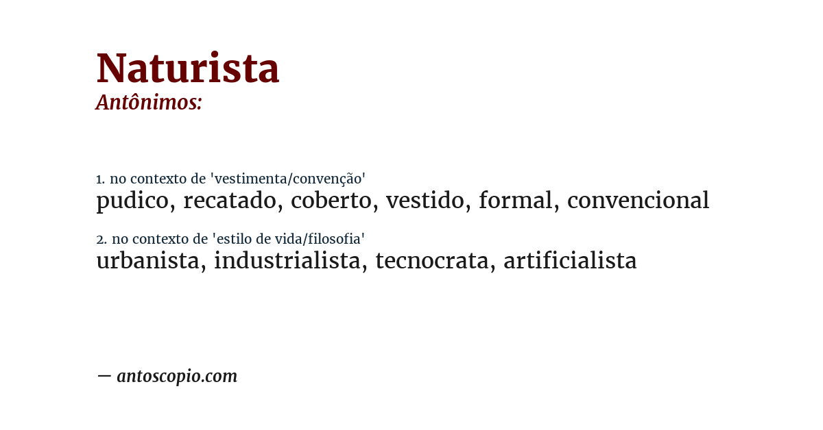 Antônimo de naturista