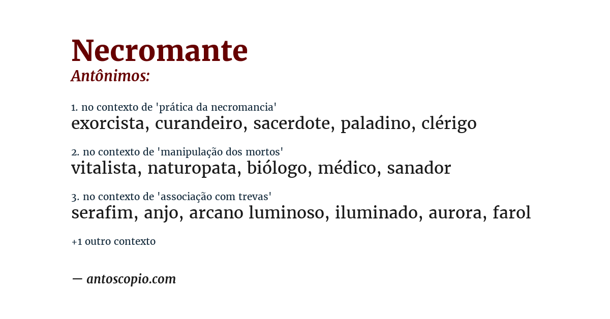 Antônimo de necromante