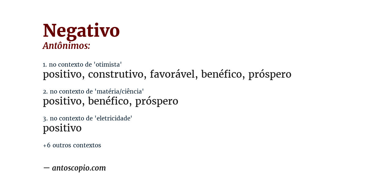 Antônimo de negativo