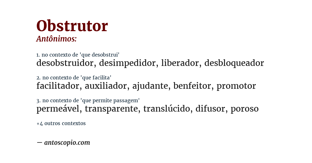 Antônimo de obstrutor