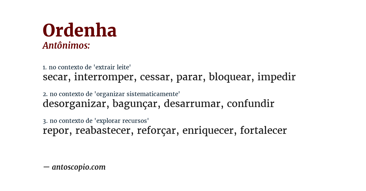 Antônimo de ordenha