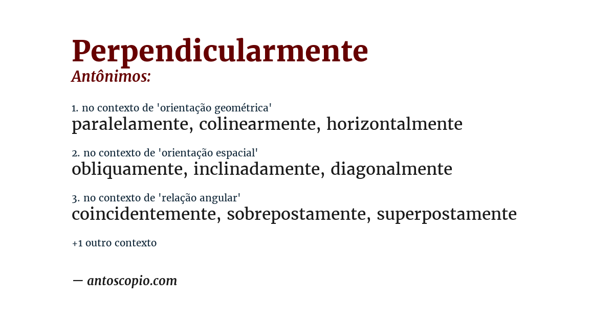 Antônimo de perpendicularmente