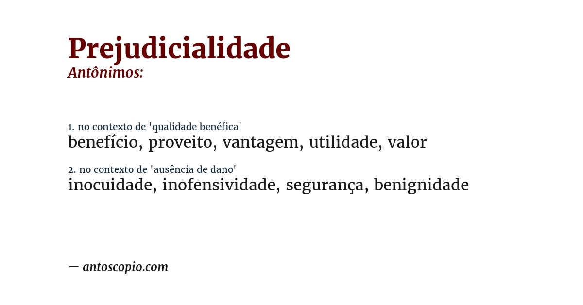 Antônimo de prejudicialidade