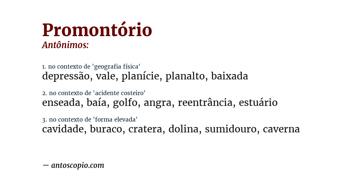Antônimo de promontório