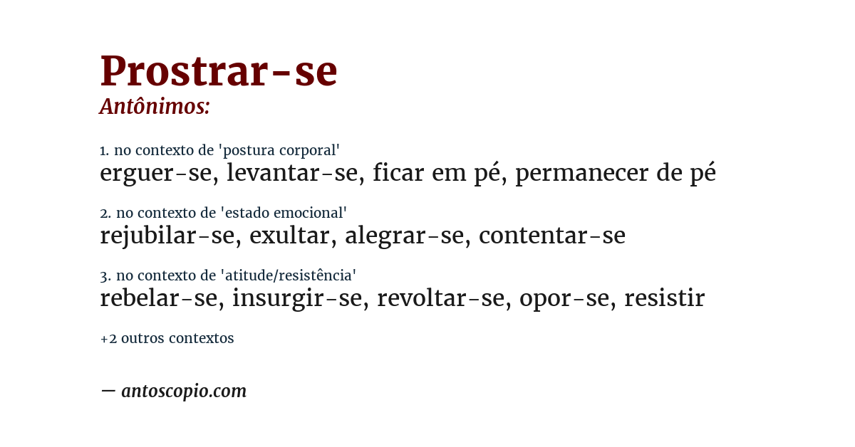 Antônimo de prostrar-se