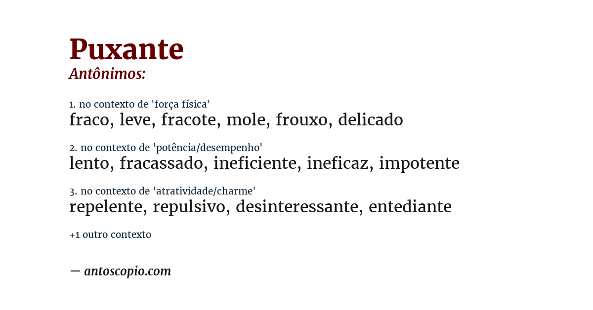 Antônimo de puxante