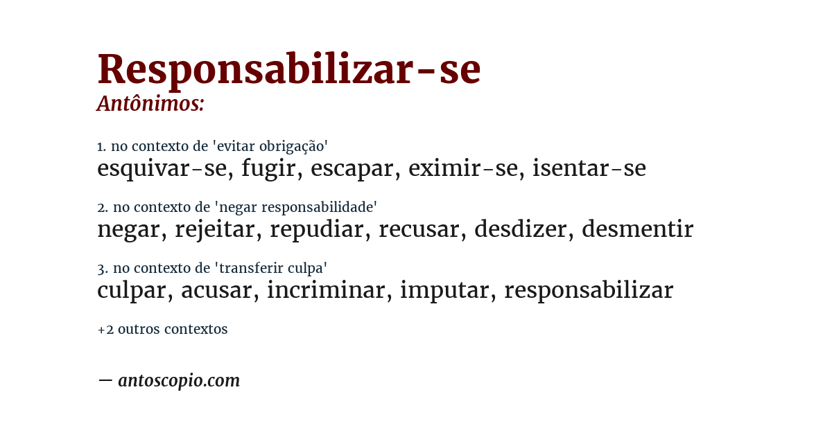 Antônimo de responsabilizar-se