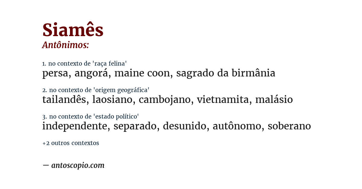 Antônimo de siamês