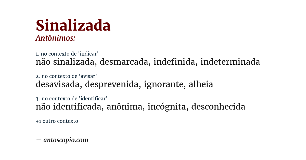 Antônimo de sinalizada