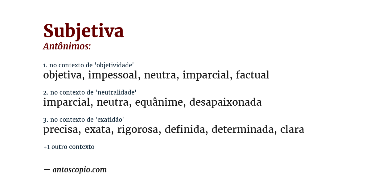 Antônimo de subjetiva