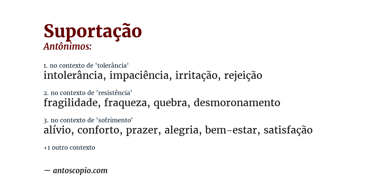 Antônimo de suportação