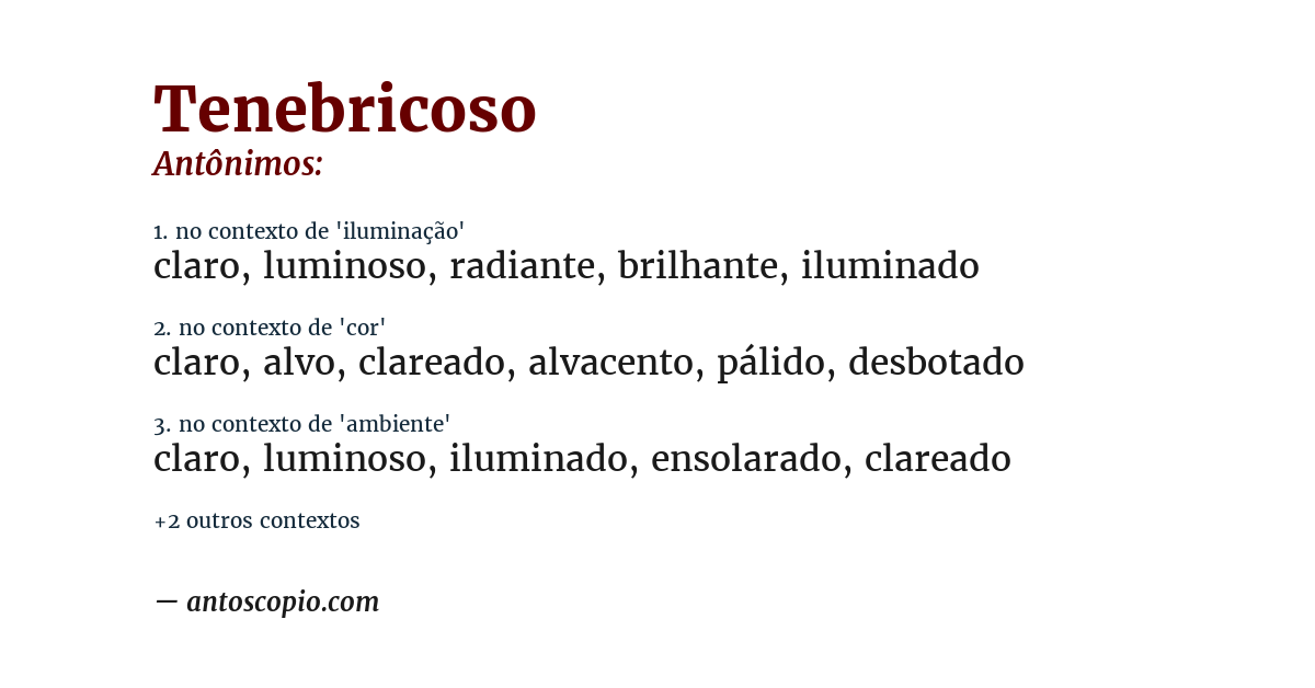 Antônimo de tenebricoso