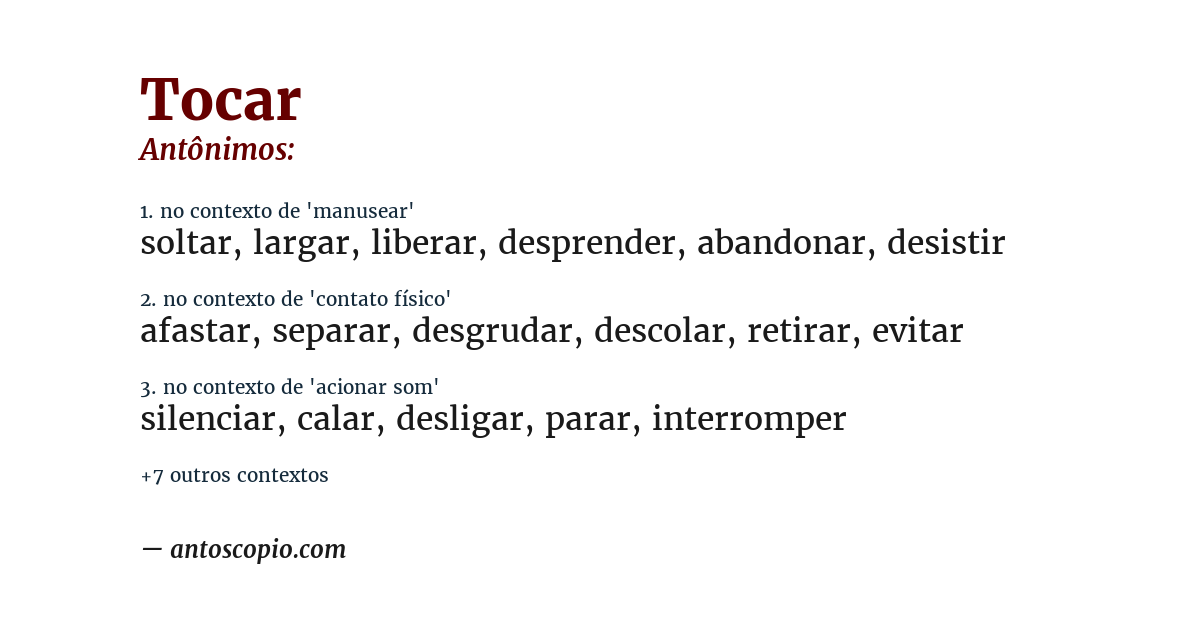 Antônimo de tocar