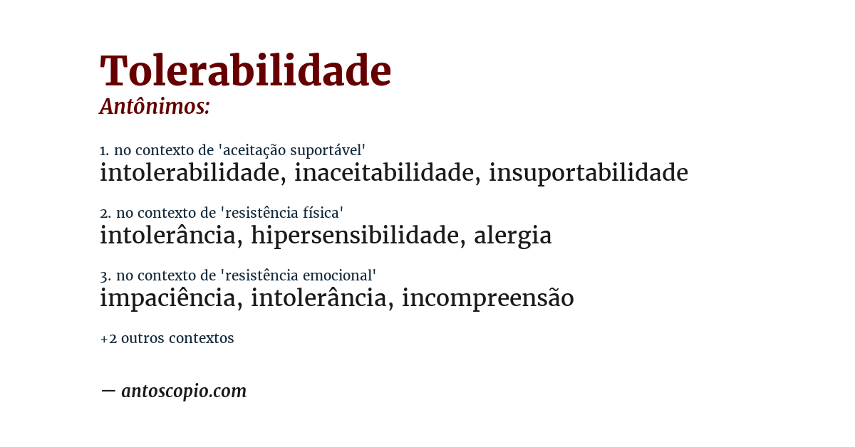 Antônimo de tolerabilidade