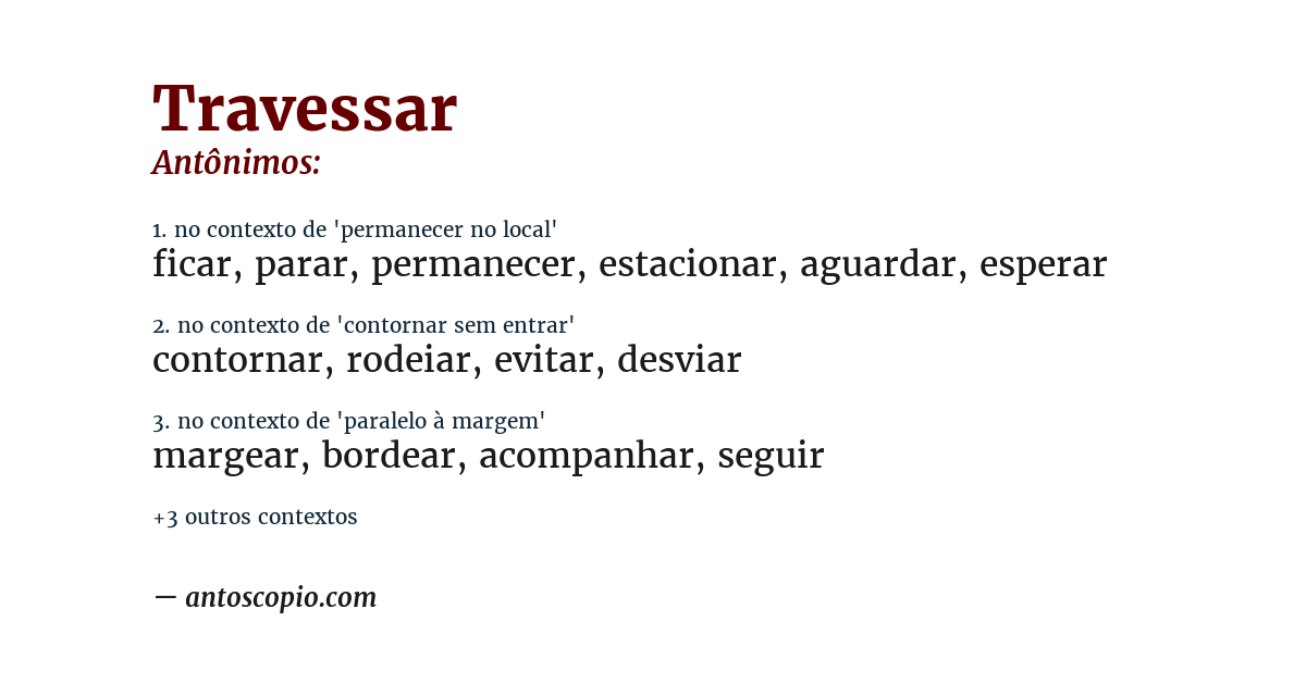 Antônimo de travessar