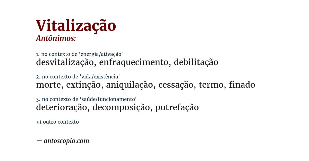 Antônimo de vitalização