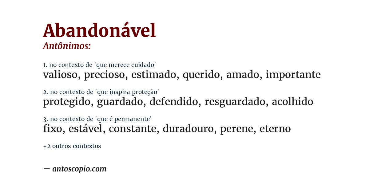 Antônimo de abandonável
