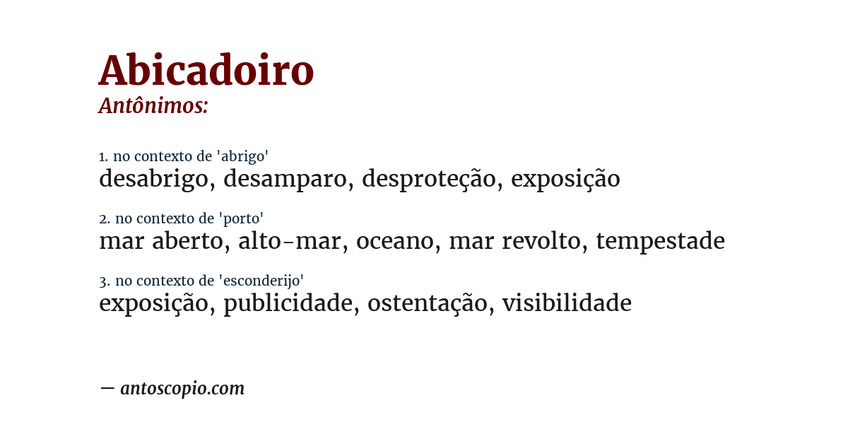 Antônimo de abicadoiro