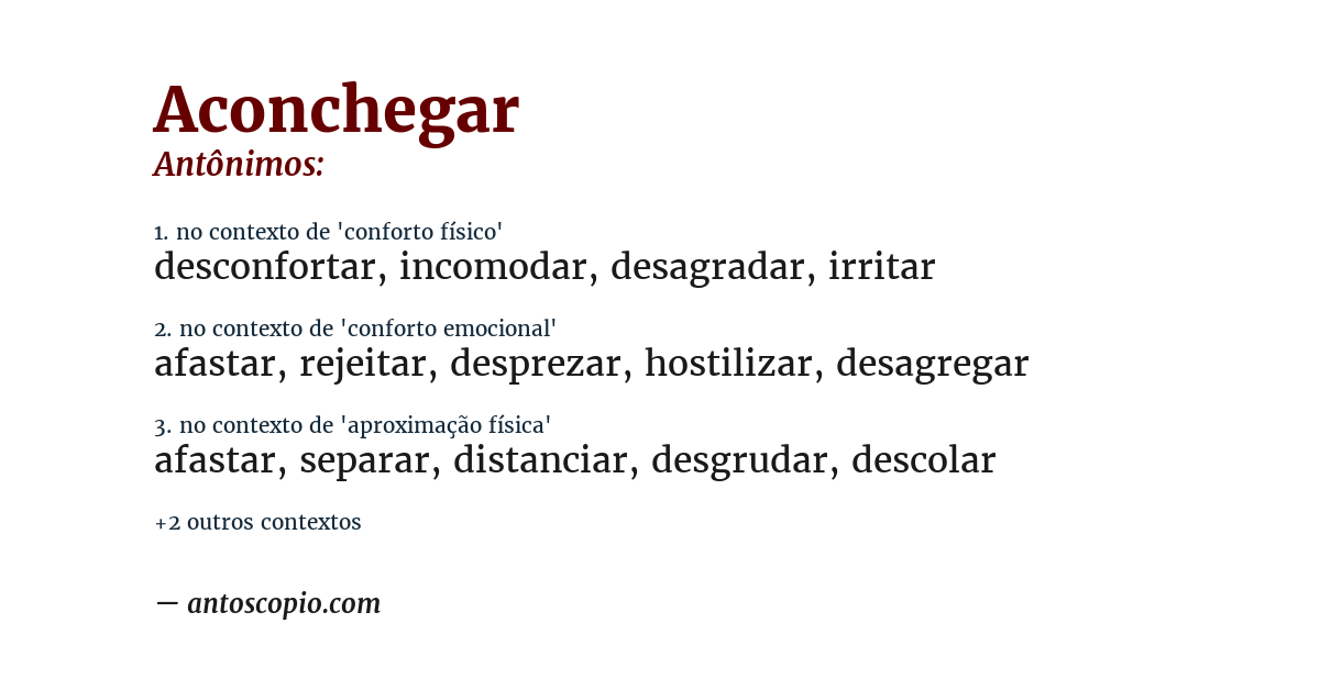 Antônimo de aconchegar