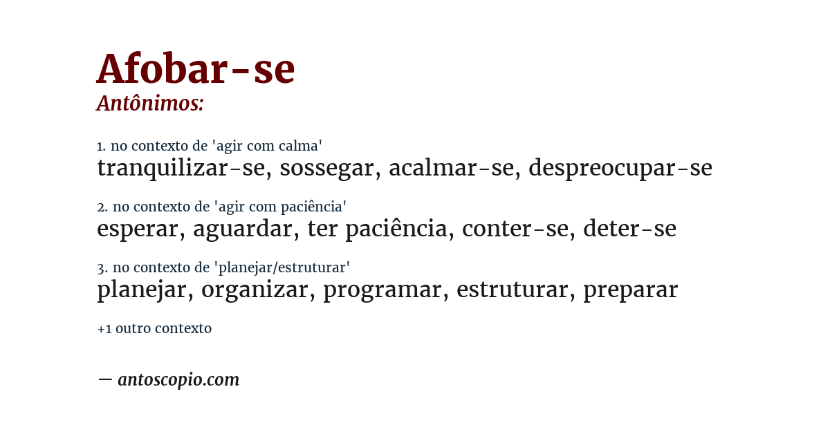Antônimo de afobar-se